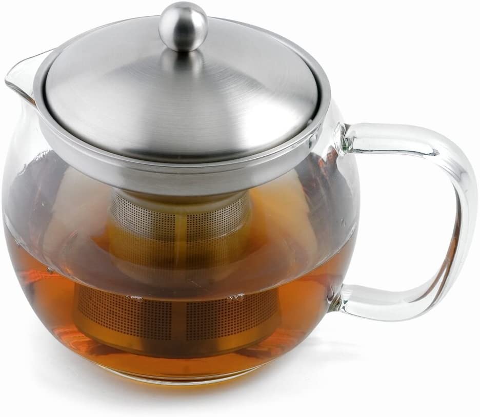 Weis 170502 Glass/Stainless Steel Teapot with Strainer 1 Litre