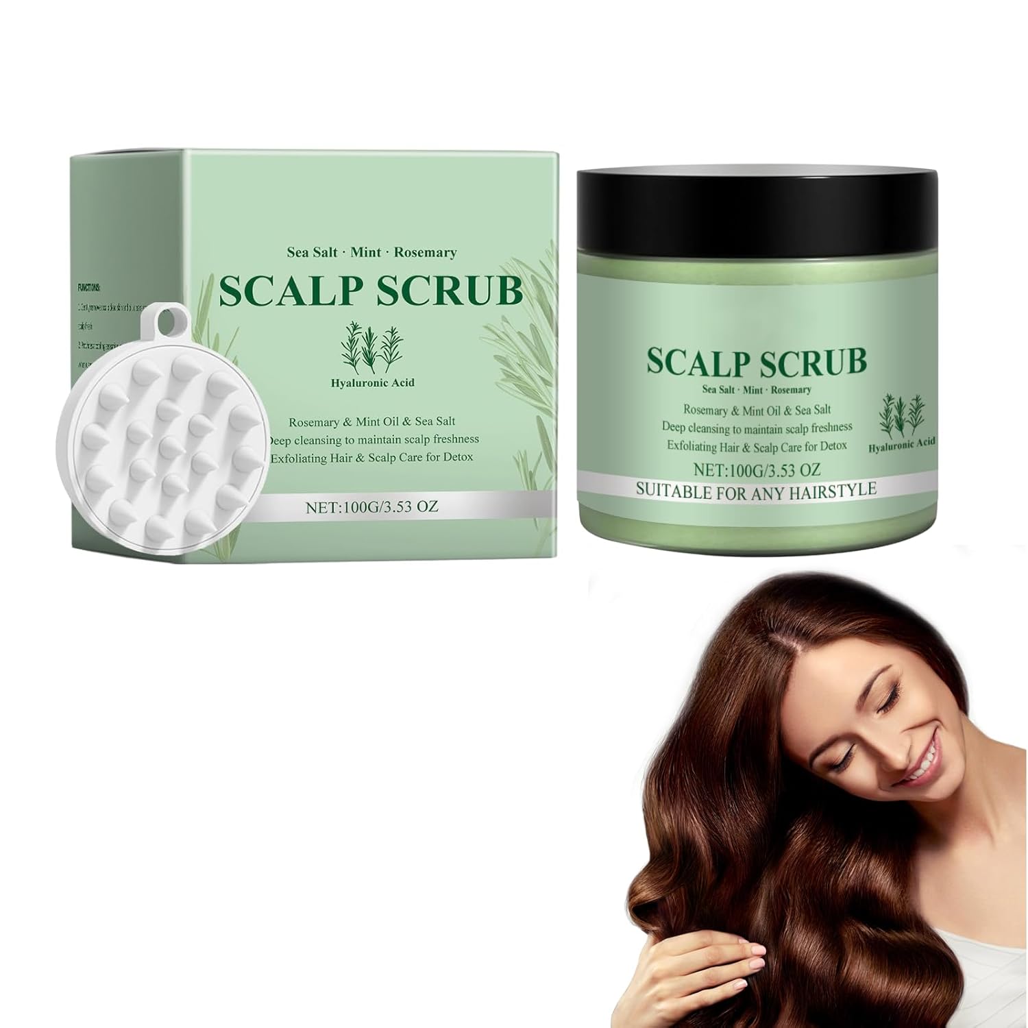 Katyjun 100 g Rosemary Scalp Scrub, Cleansing and Nourishing Scalp Exfoliating Scalp with Scalp Massager