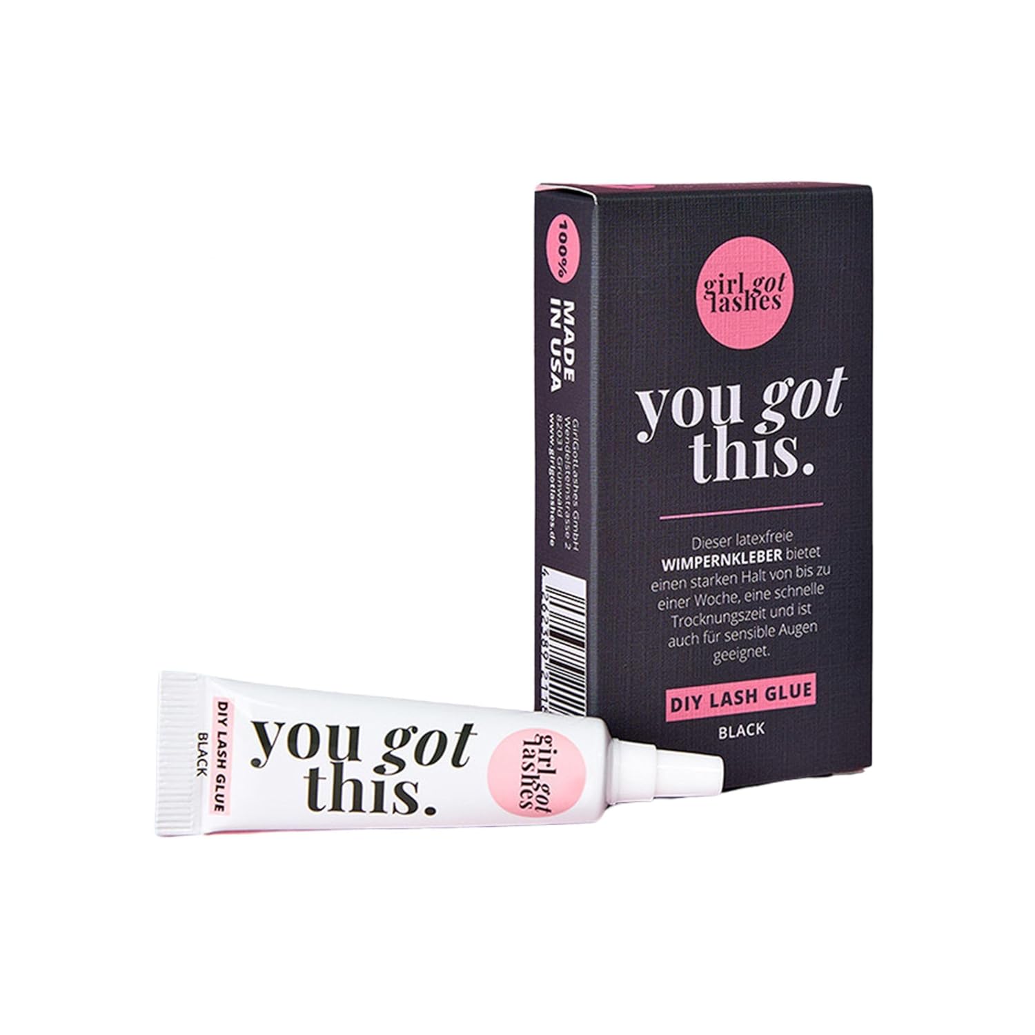 GirlGotLashes You Got This DIY Lash Glue Black - Safe & Flexible - Extra Strong Hold for DIY Eyelash Extensions - Latex-Free & Skin-Friendly
