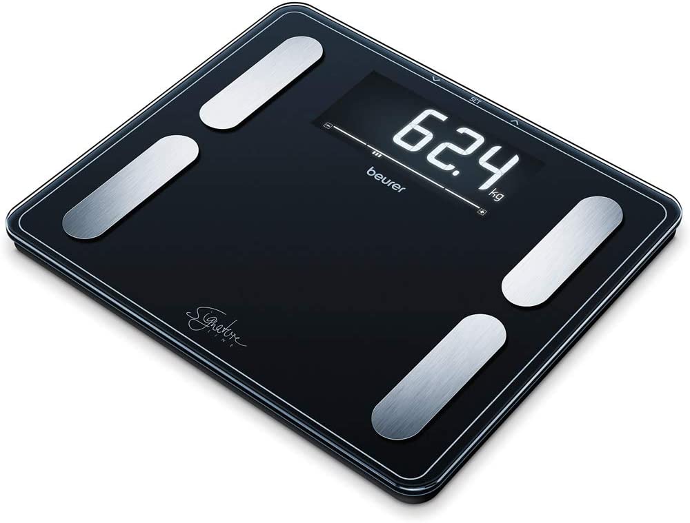 Beurer BF 410 Black Signature Line Diagnostic Scales, Precise Body Analysis for up to 10 People, with Extra Large Inverse LCD Display, Load Capacity up to 200 kg