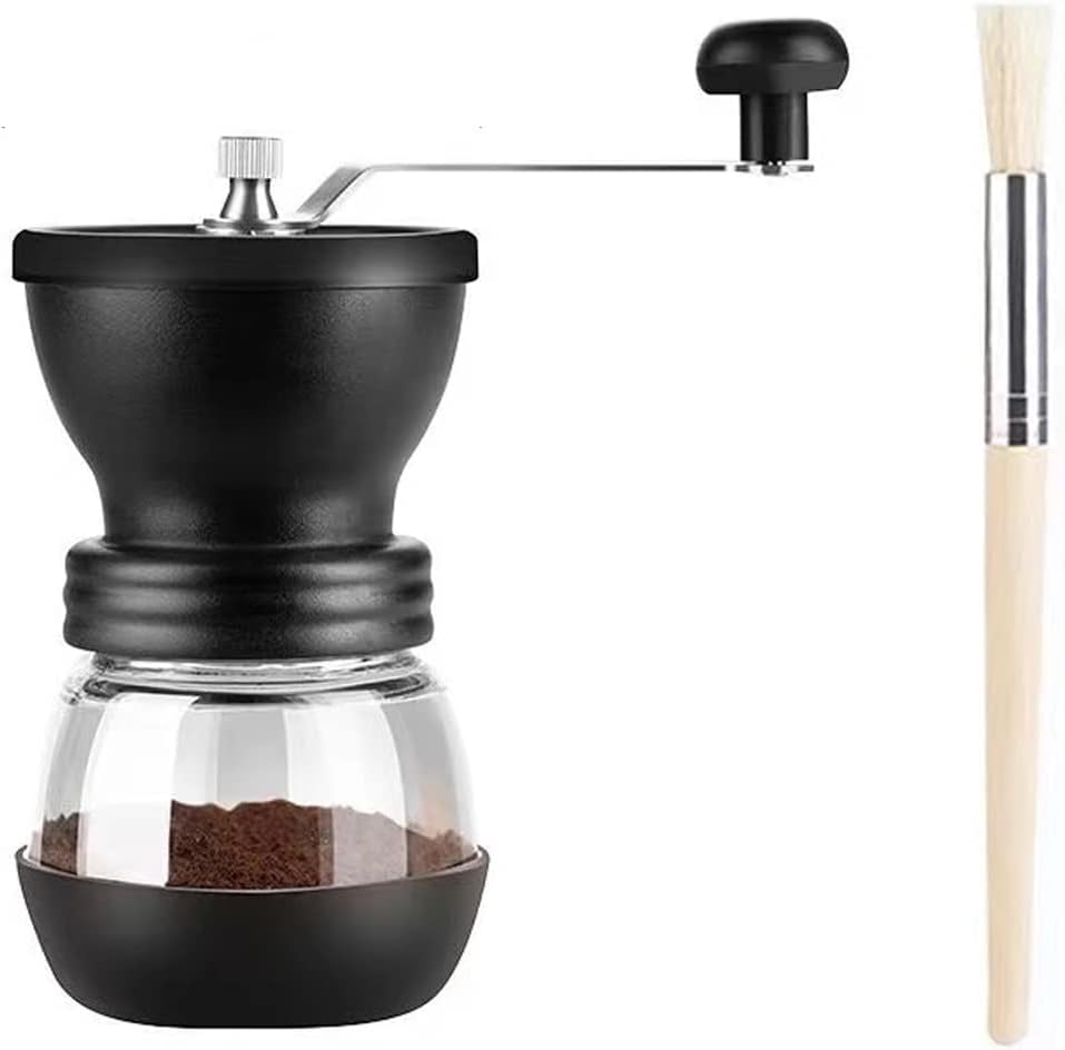 DUTTY Manual Coffee Grinder, Ceramic Movement, Double Bearing Drive, Saves Time and Effort, with Cleaning Brush, Recommended Grinding Rate of 50g per Time