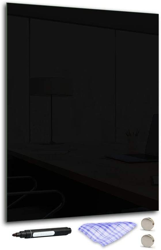 Decorative Glass Magnetic Board 90 x 65 cm in Various Colours with Pen, Cloth and Magnets