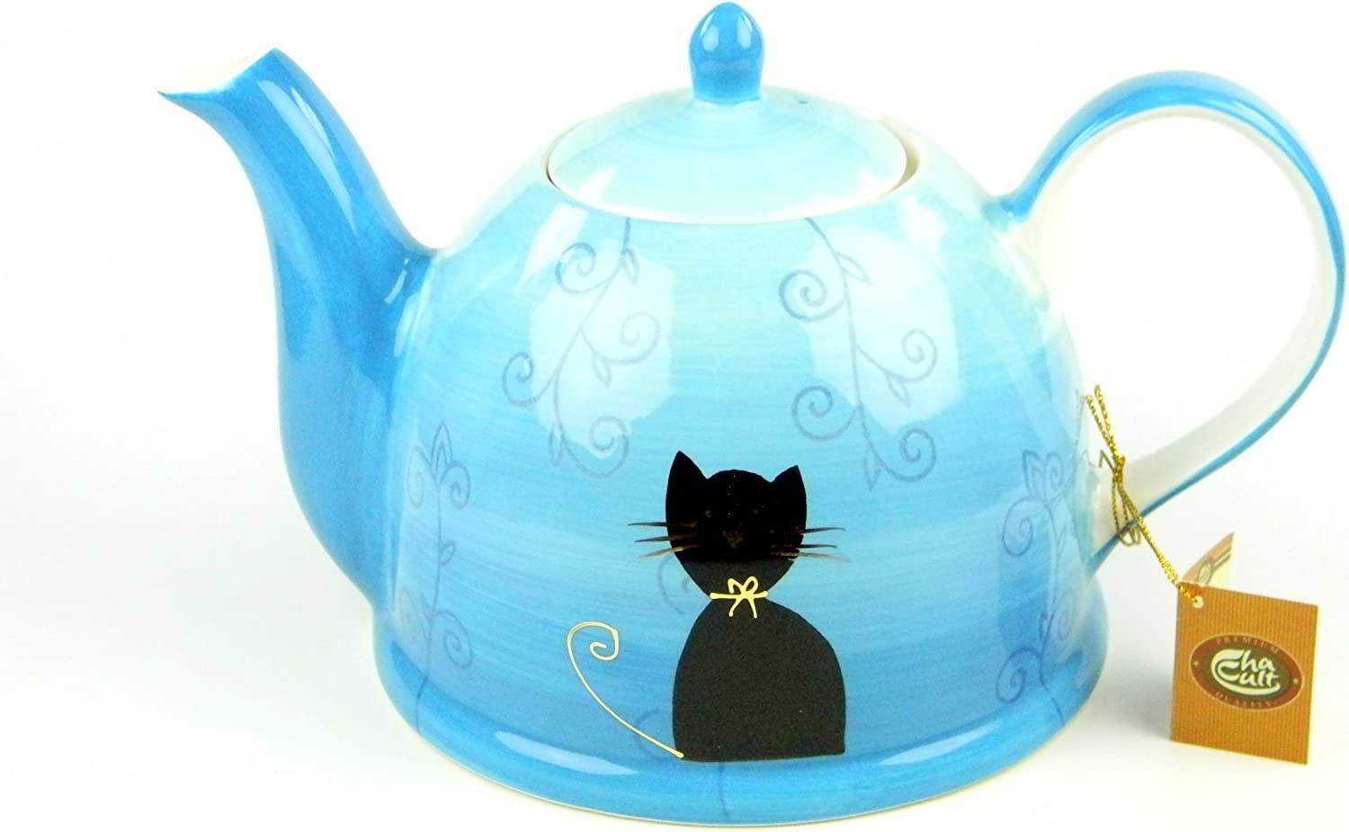 \'Cha Cult \"Filou Tea Pot Ceramic with Gold Plating, 1.5 Litres