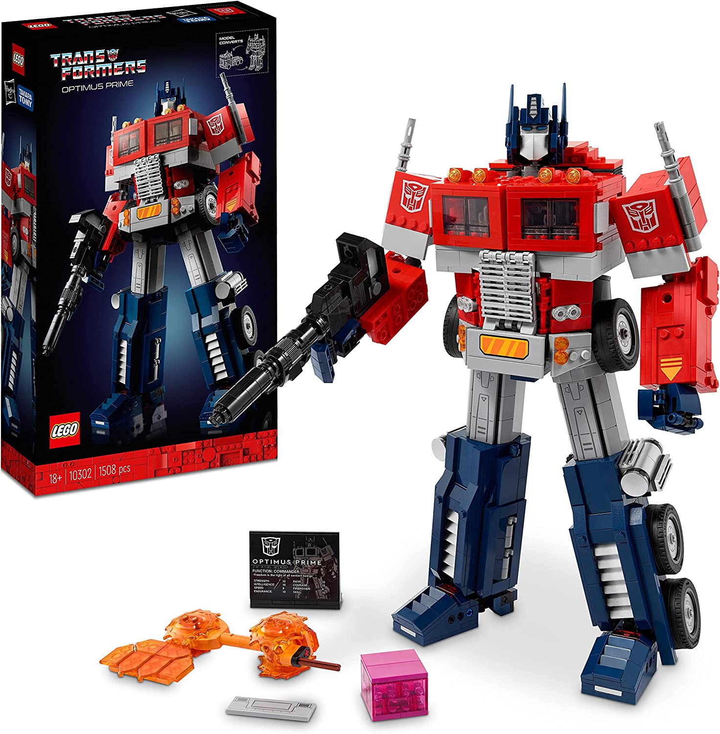 LEGO 10302 Icons Optimus Prime Set Transformers Figure, Robot and Truck 2-in-1 Model Model Kit for Adults