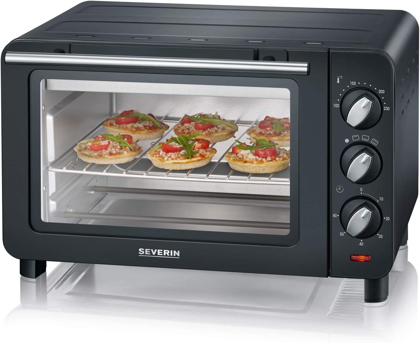 Severin - Toast oven 1200 watts, temperature between 100 and 230 ° C, 14 Litres, timer, grill and oven, black to 2042