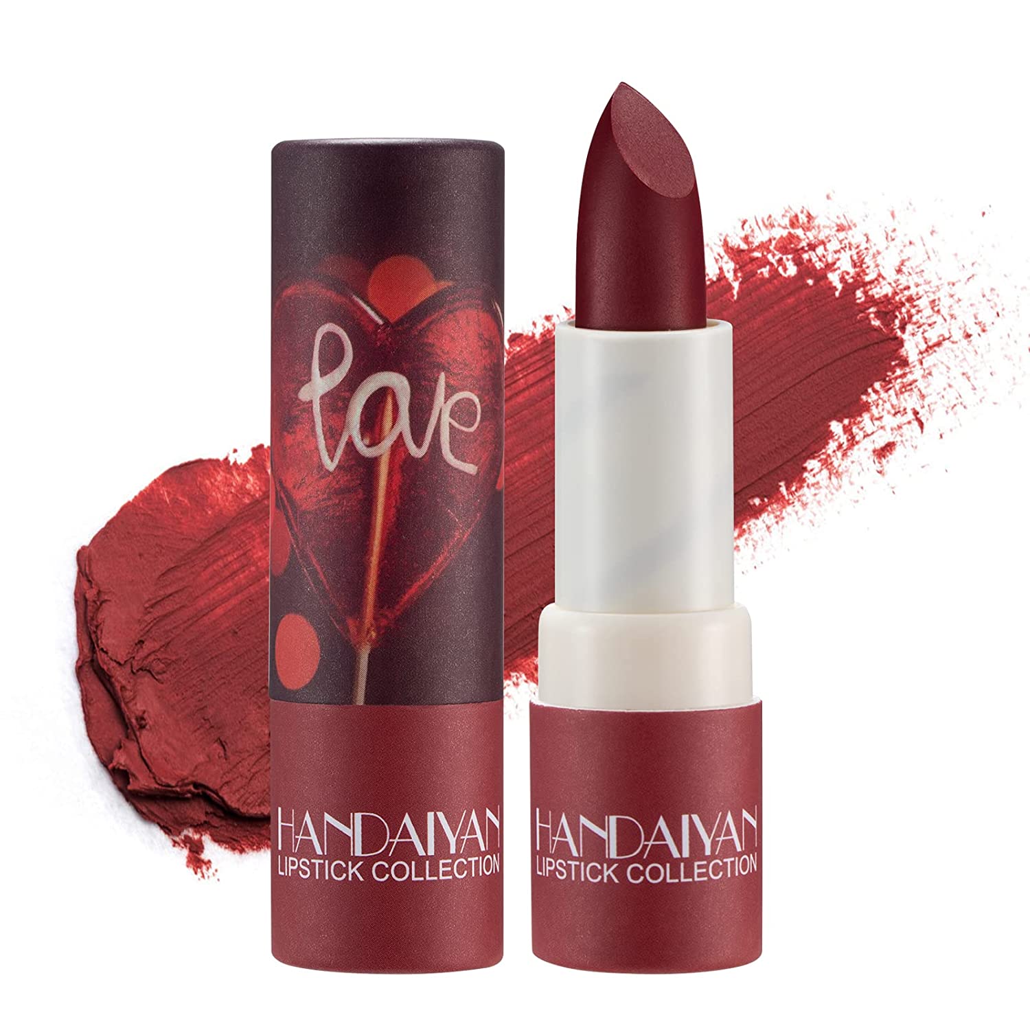 anglicolor HANDAIYAN Moisturising Matte Lipstick Nude Moisturising Cream Smooth Lipstick Highly Pigmented Velvet Mist Lipstick Make-Up Cruelty Free (#07 Red), ‎#07 red