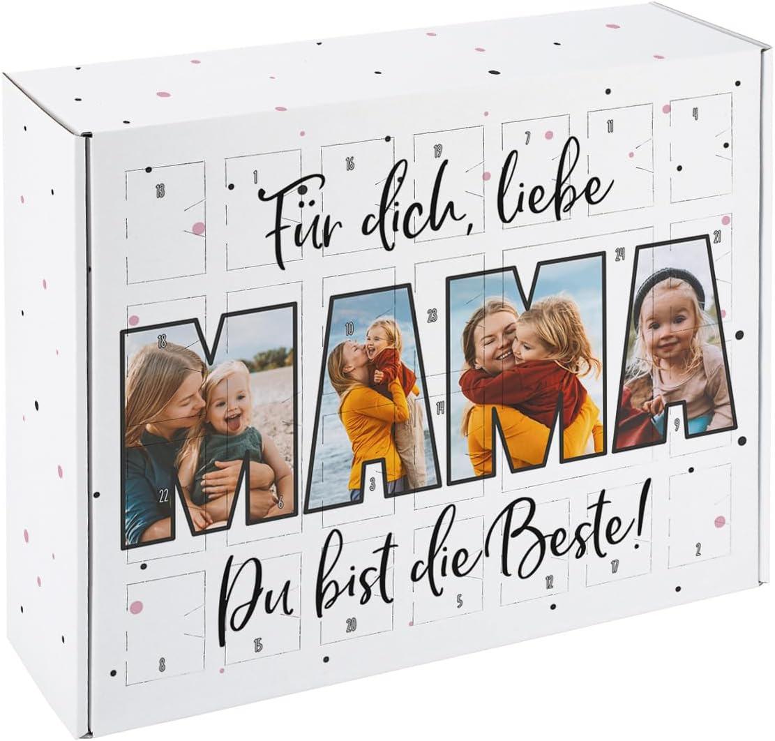 Herz & Heim® DIY Advent Calendar with Lettering \"Mama - Papa - Oma - Grandpa - from Your Own Photos and Desired Text (MAMA)