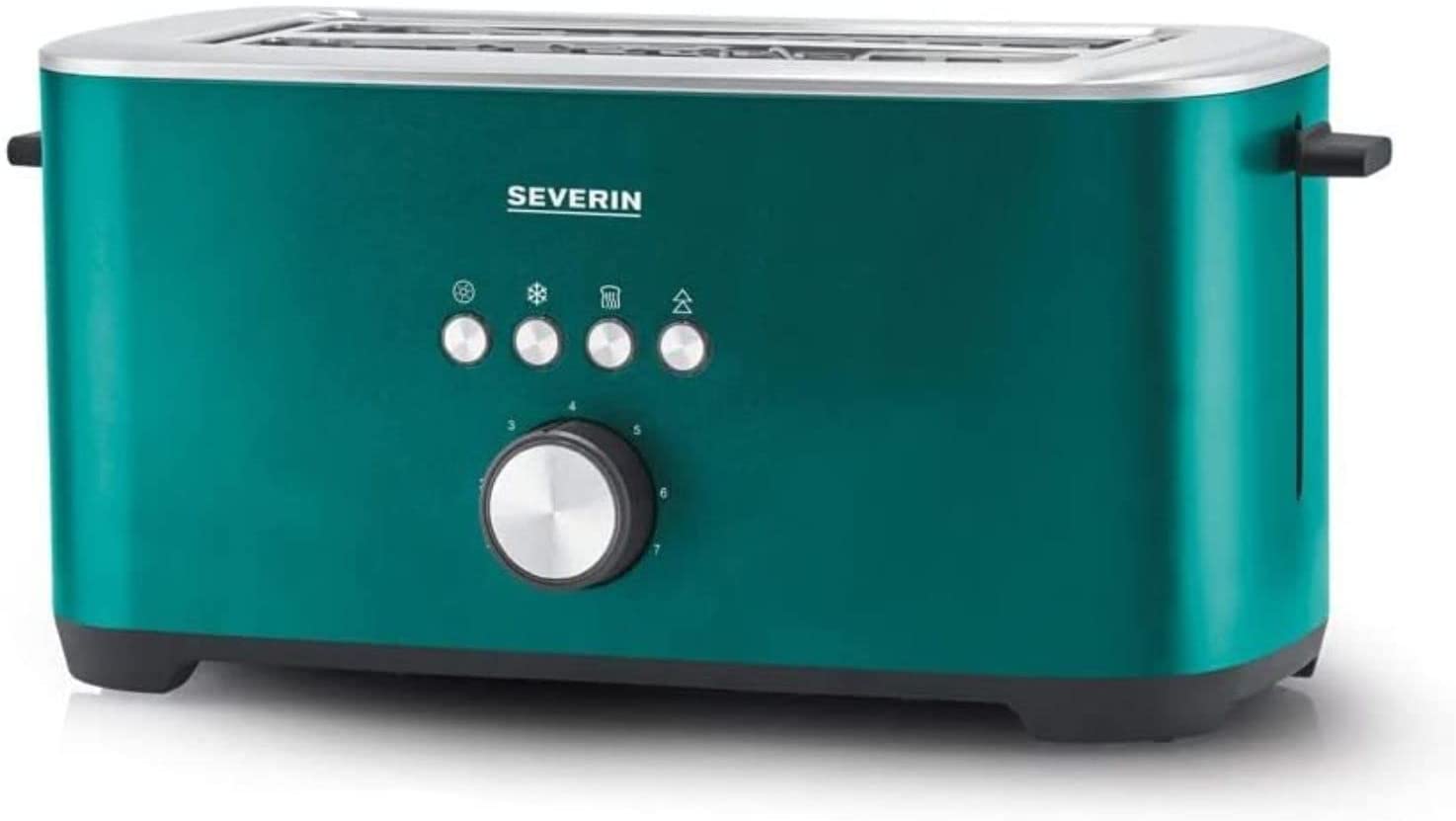 SEVERIN Long Slot Toaster, Toaster with Bread Attachment, High-Quality Stainless Steel Toaster with Large Roasting Chambers and Bagel Function, Matt Green, AT 9267