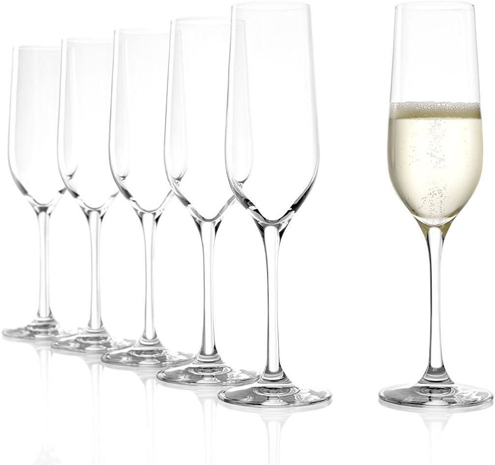 Stölzle Lausitz Classic Champagne Glasses 190 ml Set of 6, Dishwasher-safe,