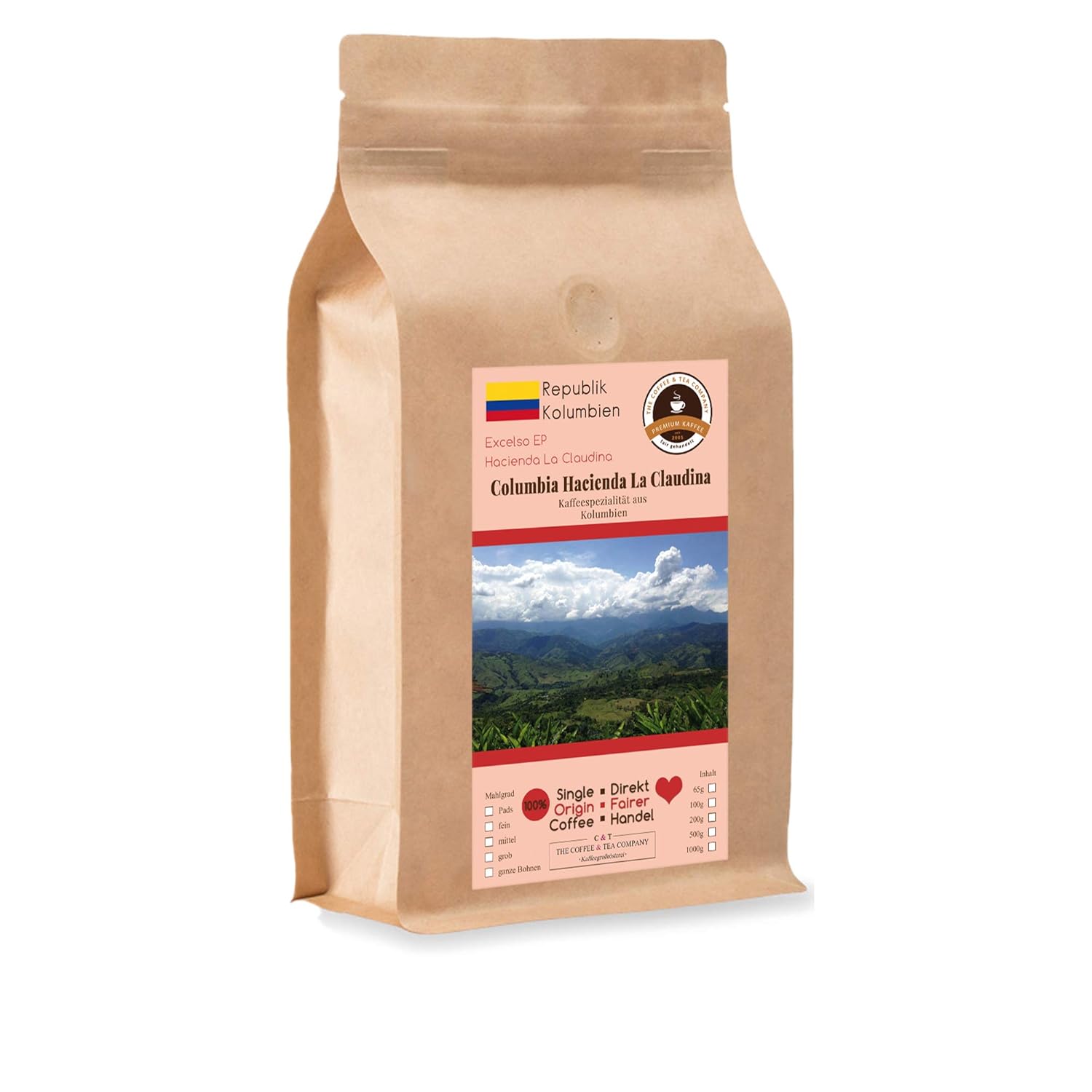 Coffee Globetrotter - Coffee with Heart - Colombia Hacienda La Claudina - 200 g Finely Ground - for Espresso Maker, Espresso Machine - Top Coffee Fair Trade Supports Social Projects