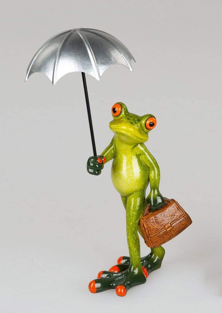 ITRR Frog with Umbrella Silver Approx. 16 cm.