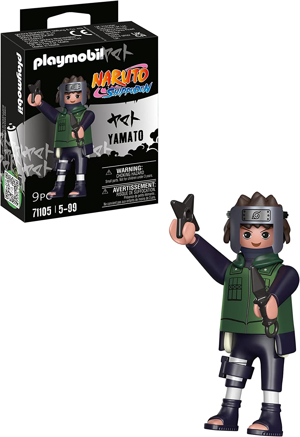 Playmobil Naruto Shippuden 71105 Yamato in Green Jacket with Mask, Cheek Protection as Well as Kunai and Stick, Creative Fun for Anime Fans With Great Details and Extras, 9 Pieces, From 5 Years