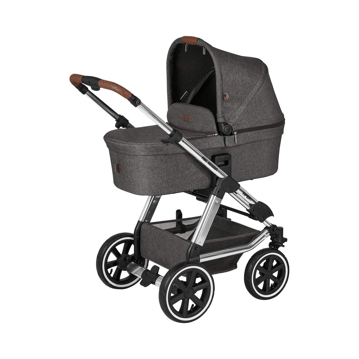 ABC Design 2 in 1 Viper 4 Diamond Edition Pushchair - Combination Pushchair for Newborns & Babies up to 22 kg - Off-Road - Wheel Suspension & Pneumatic Wheels - Height Adjustable Pusher - Colour: Asphalt