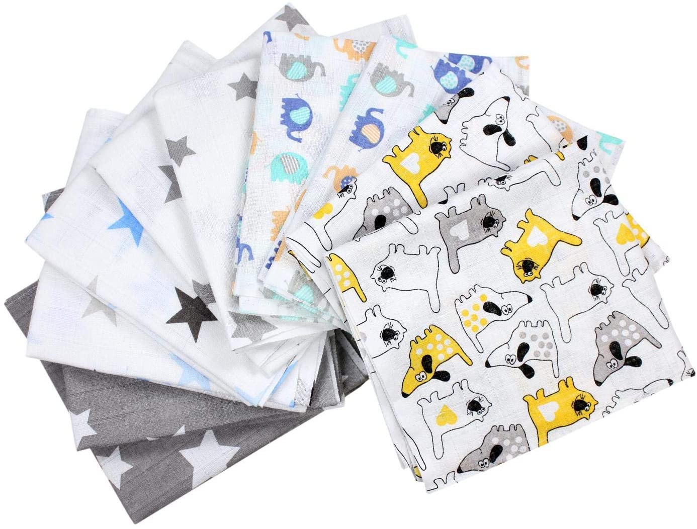 TupTam Baby Muslin Nappies Burp Cloths 70 x 80 cm Pack of 5 / 10 Colour Boy 4 Number of Pieces Pack of 10