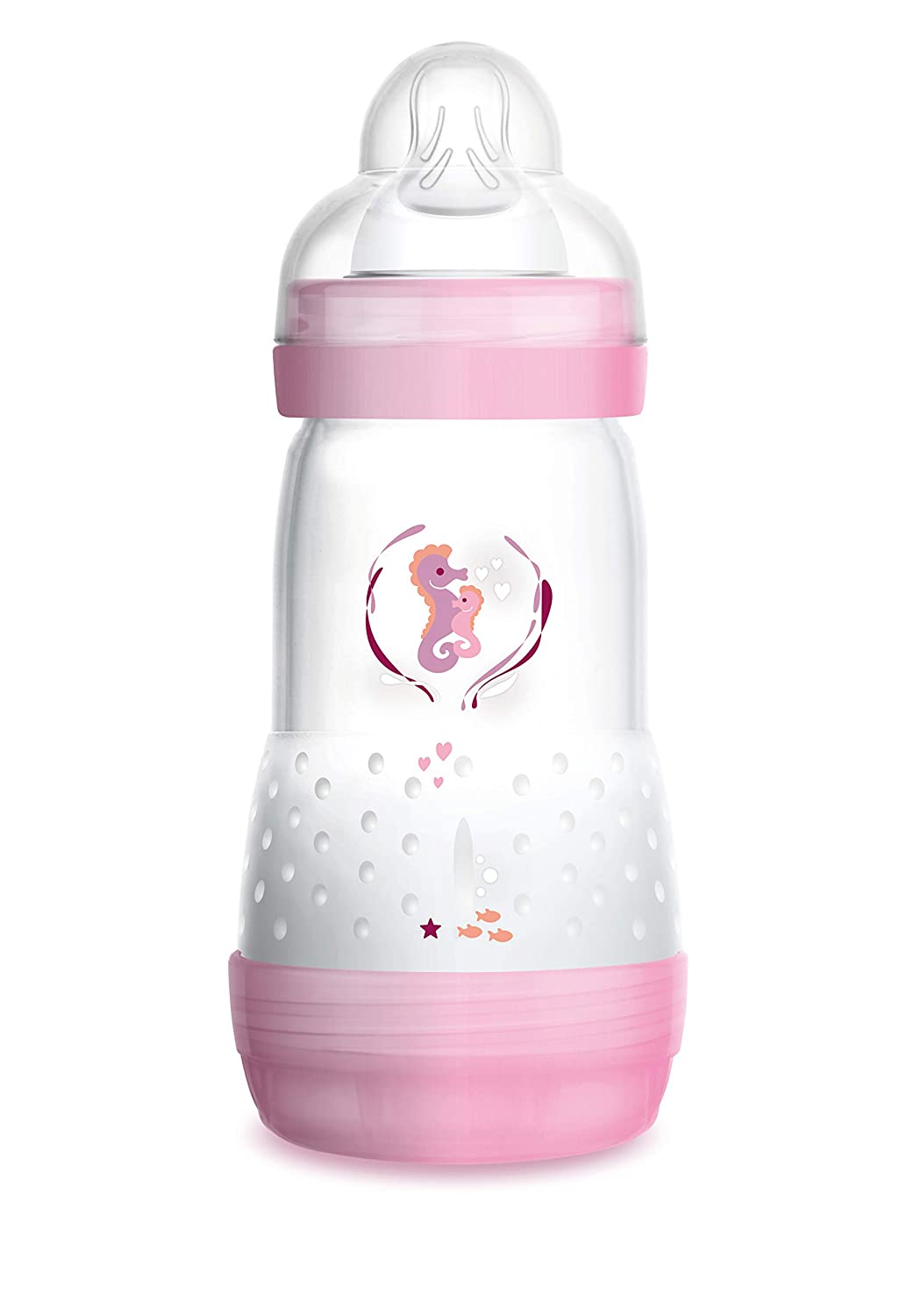 MAM Easy Start anti-colic baby bottle (260 ml), milk bottle with innovative base valve to prevent colic, baby’s drinking bottle with size 1 teat, from birth, seal
