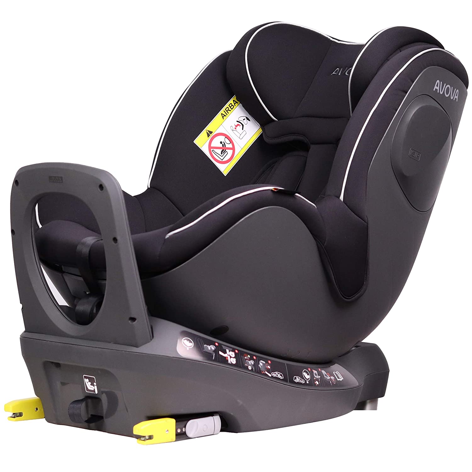 AVOVA Sperber-Fix i-Size Pearl Black Rotating Child Seat, Premium ISOFIX Child Seat, Group 0+, 1, Suitable for Children from Birth from 40 to 105 cm, Approx. 20 kg