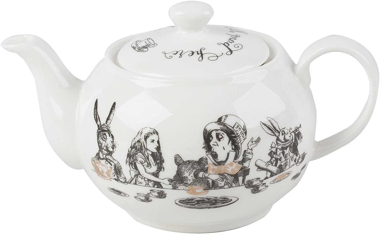 CREATIVE TOPS V&A Alice in Wonderland Teapot, Jug for Serving Tea, Water Carafe, Jug with Lid, Artfully Painted Design Ceramic, 450 ml