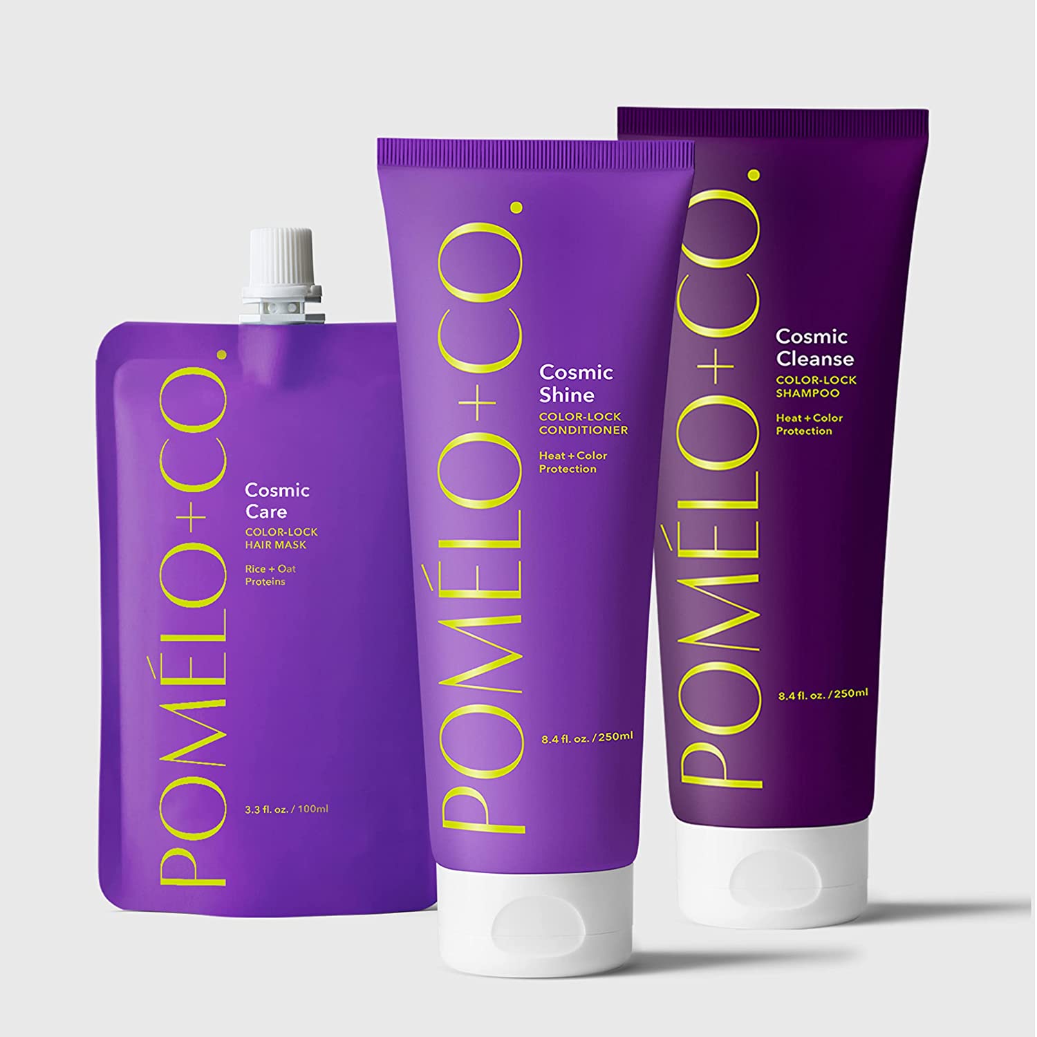 POMÉLO + CO. Pomélo+Co. Cosmic Trio Hair Mask, Shampoo + Conditioner - Rich Protective Hair Care with Colour Lock Effect for Coloured Hair - Vegan Care with Colour and Heat Protection