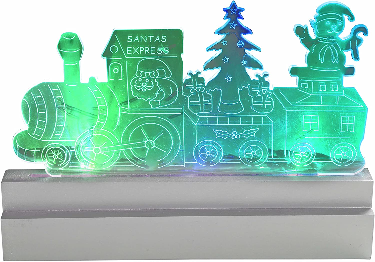 WeRChristmas 23 cm Pre Lit Acrylic Santa Express Train Table Christmas Decoration with Colour Changing LED