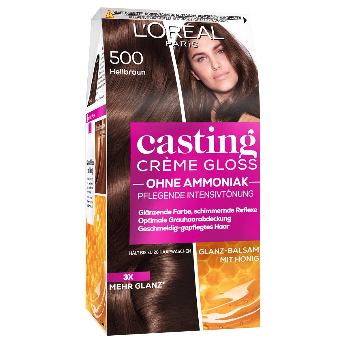 L'Oréal Paris L\'Oréal Paris Casting Crème Gloss Hair Colour, Ammonia-Free and Silicone-Free Nourishing Intensive Hair Colour with Crème Gloss, No. 500 Light Brown (Brown), Pack of 1, ‎500