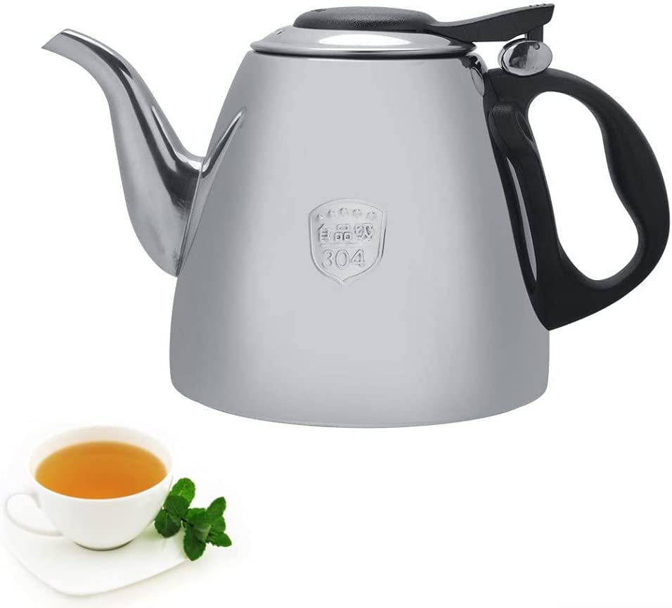 OKBY Stove Teapot 1.2 L/1.5 L Stainless Steel Stove Teapot Tea Coffee Pot Kettle Heat Resistant Handle (1.2 L)