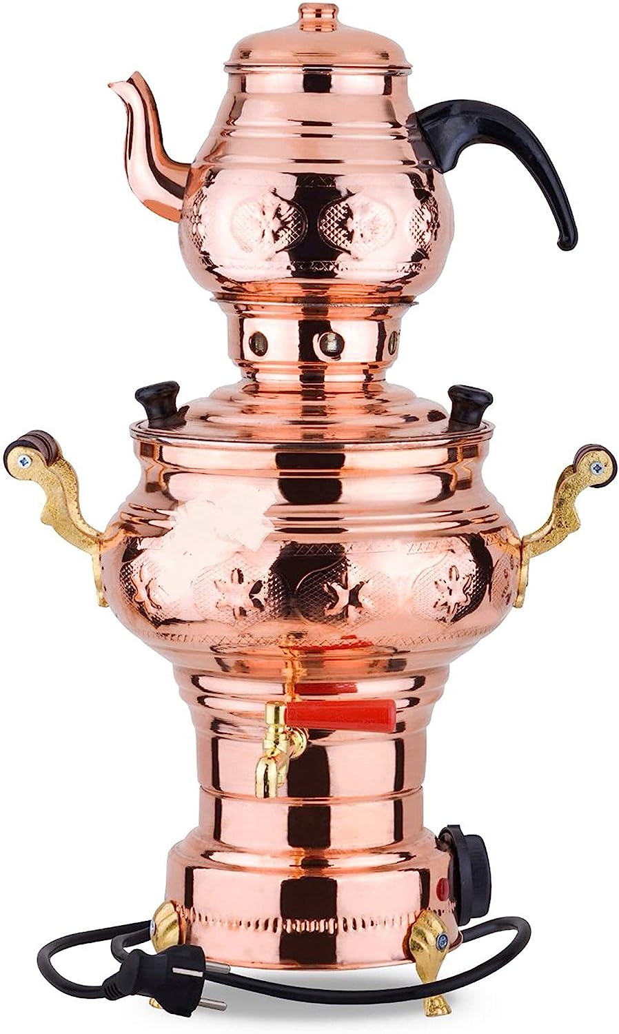220 V Copper Samovar Teapot Set Electrically Operated Handmade Real Copper Samovar