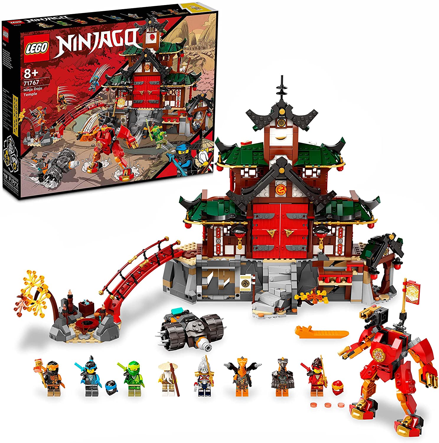 LEGO 71767 NINJAGO Ninja-Dojotempel Meister des Spinjitzu, Gebäude-Set mit 