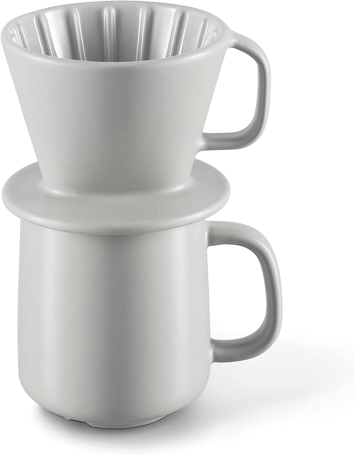 Tchibo Hand Infusion Coffee Mug with Filter 101 Filter Size 12Oz Microwave Safe Ceramic Gray