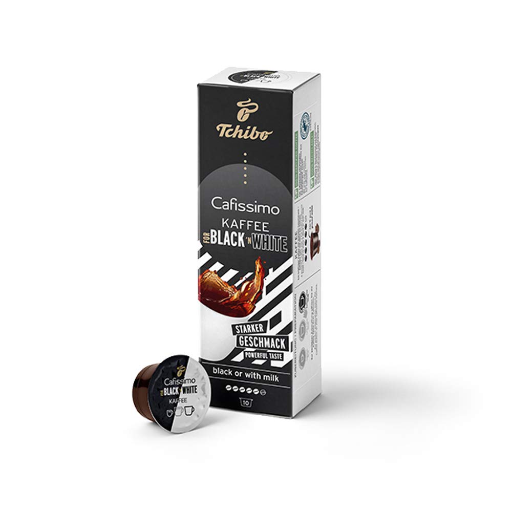 Tchibo Cafissimo Coffee Black\'n White Coffee capsules, 10 pieces (coffee, strong with strong taste), sustainably & fairly traded