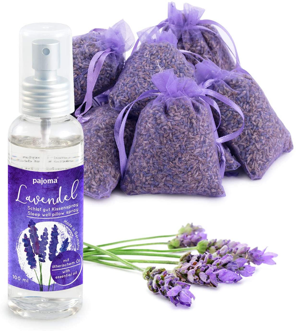 Pajoma 10 Lavender Bags Plus 100% Natural Pure Essential Cushion Spray Lave