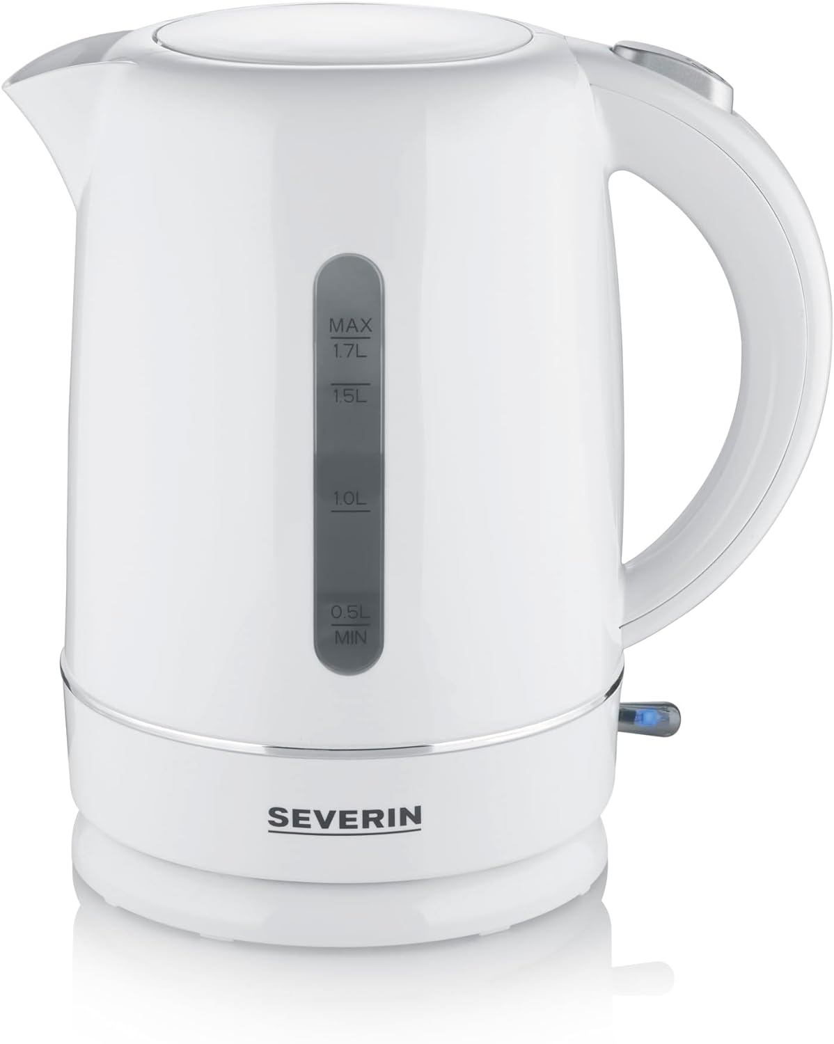 Severin KA 4325 Kettle, 1.7 L Capacity, with removable Limescale Filter, Water Level Indicator, On/Off Button & Indicator Light, 2.200 W, White