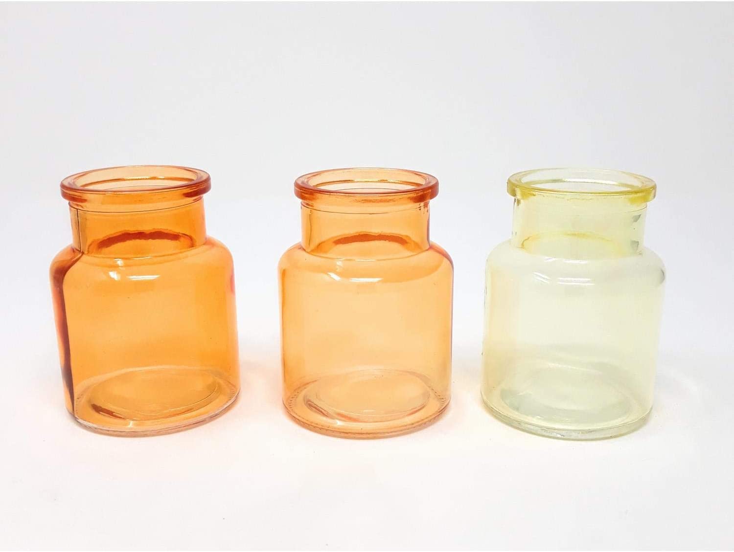 Sandra Rich GmbH glass vase bottle balanced. 3 small bottles approx. 7.5 x 5.5 cm. Orange - Yellow 1166-8-30