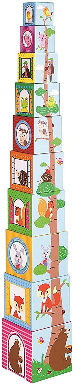 Lelin 19003 Woodland Animals Stacking Cube 10 Pieces