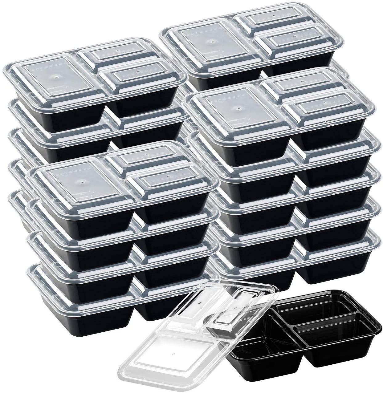Rosenstein & Söhne Food Box - Set of 20 Food Boxes with 3 Dividers & Lid 1 Litre (Food Boxes)