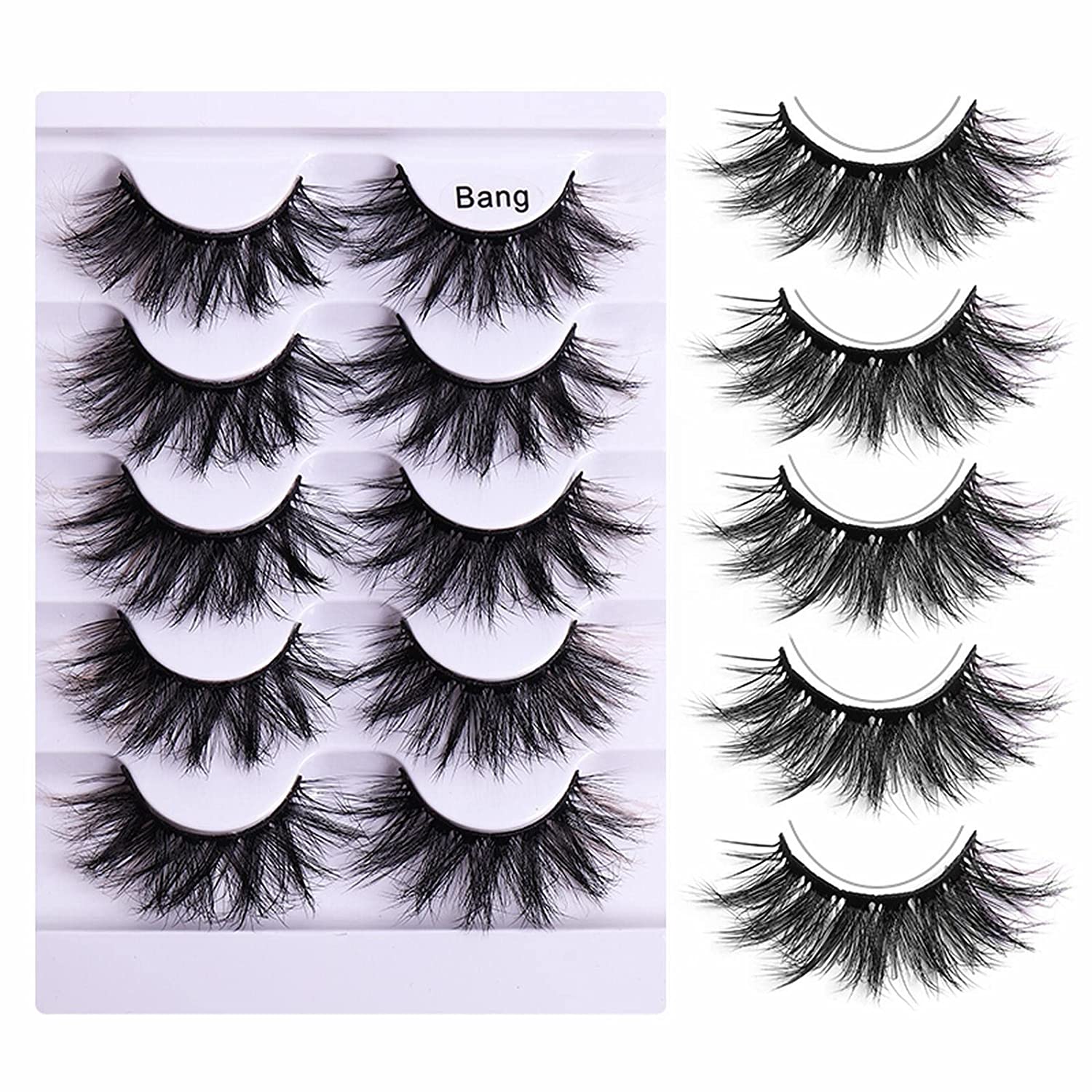 Generic 5 Pairs of 3D Colourful False Eyelashes, Like Volume Eyelash Extensions Look, Natural Artificial Eyelash Extensions Set, for Theme Party, Carnival, Cosplay Aake-Up Party Stage Costume (A), 