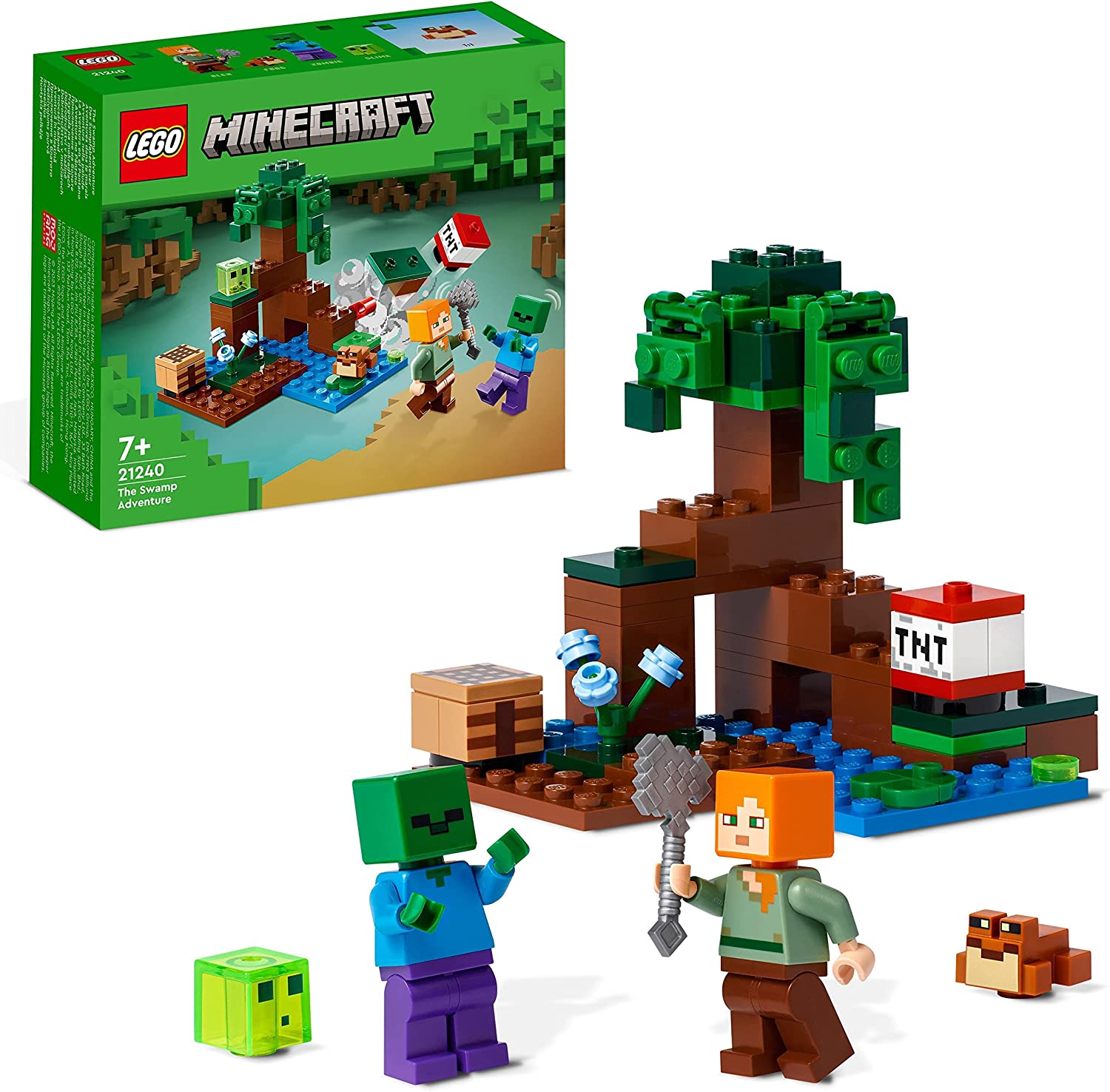 LEGO 21240 Minecraft The Swamp Adventure Set, Toy with Figures with Alex and Zombie Figures in Biom, Birthday Gift for Children from 8 Years