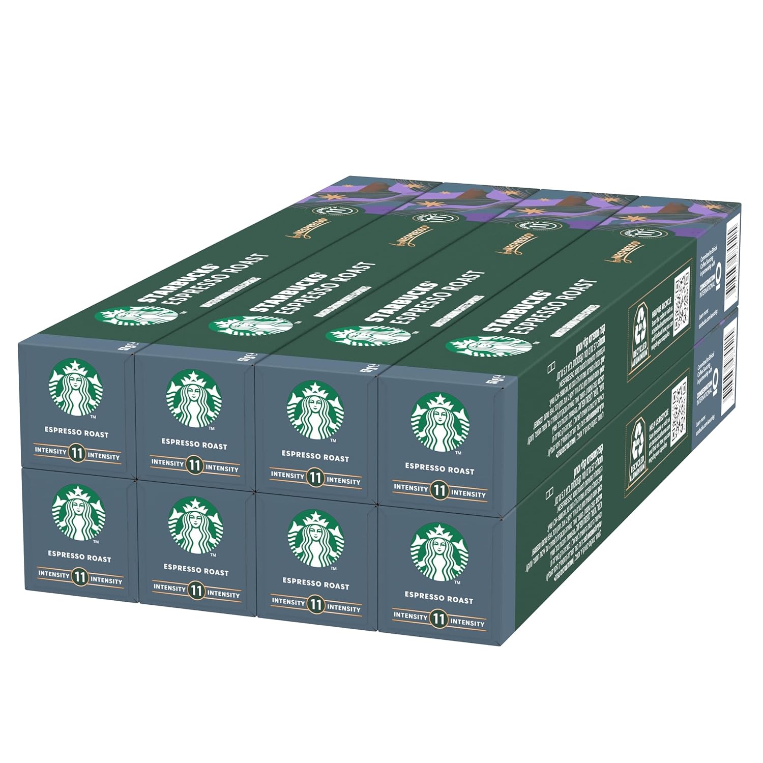 STARBUCKS Espresso Roast by Nespresso Dark Roast Coffee Capsules 8 x 10 (80 Capsules)