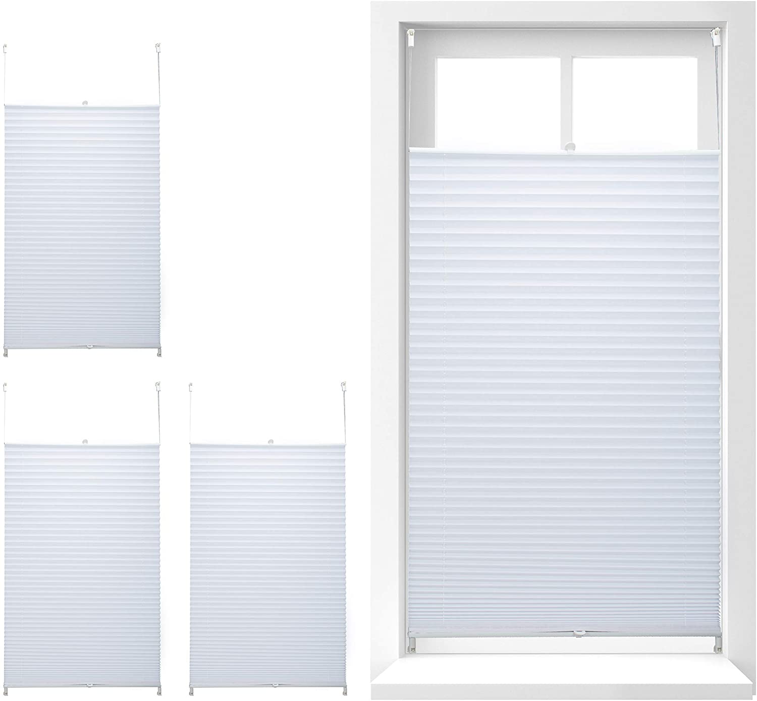 4 X Pleated Blind No Drilling Required Klemmfix For Adhesive Folding Blind 