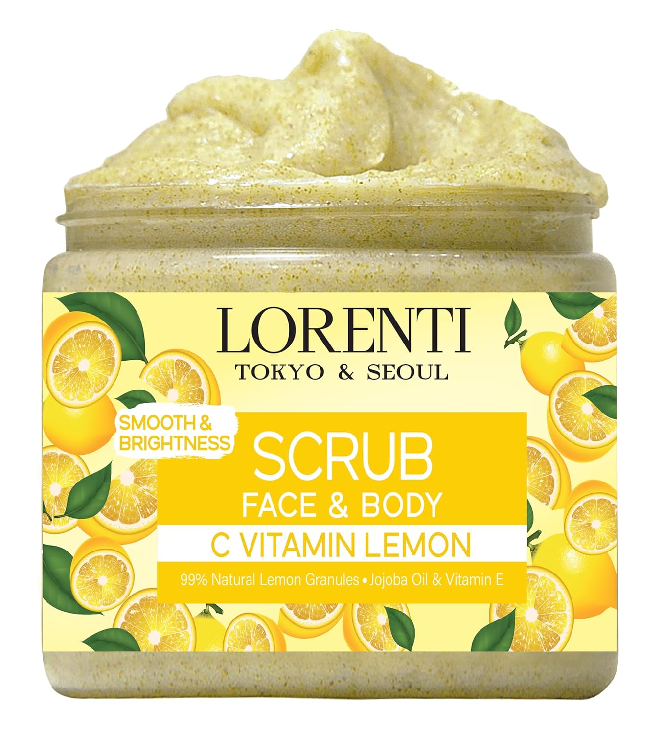 LORENTI TOKYO & SEOUL Face & Body Scrub 500 ml Lemon | Exfoliating Face | Exfoliating Body | Face & Body & Spa | Skin Care | Refreshing Peeling for Men and Women | Body Scrub | Skin Care