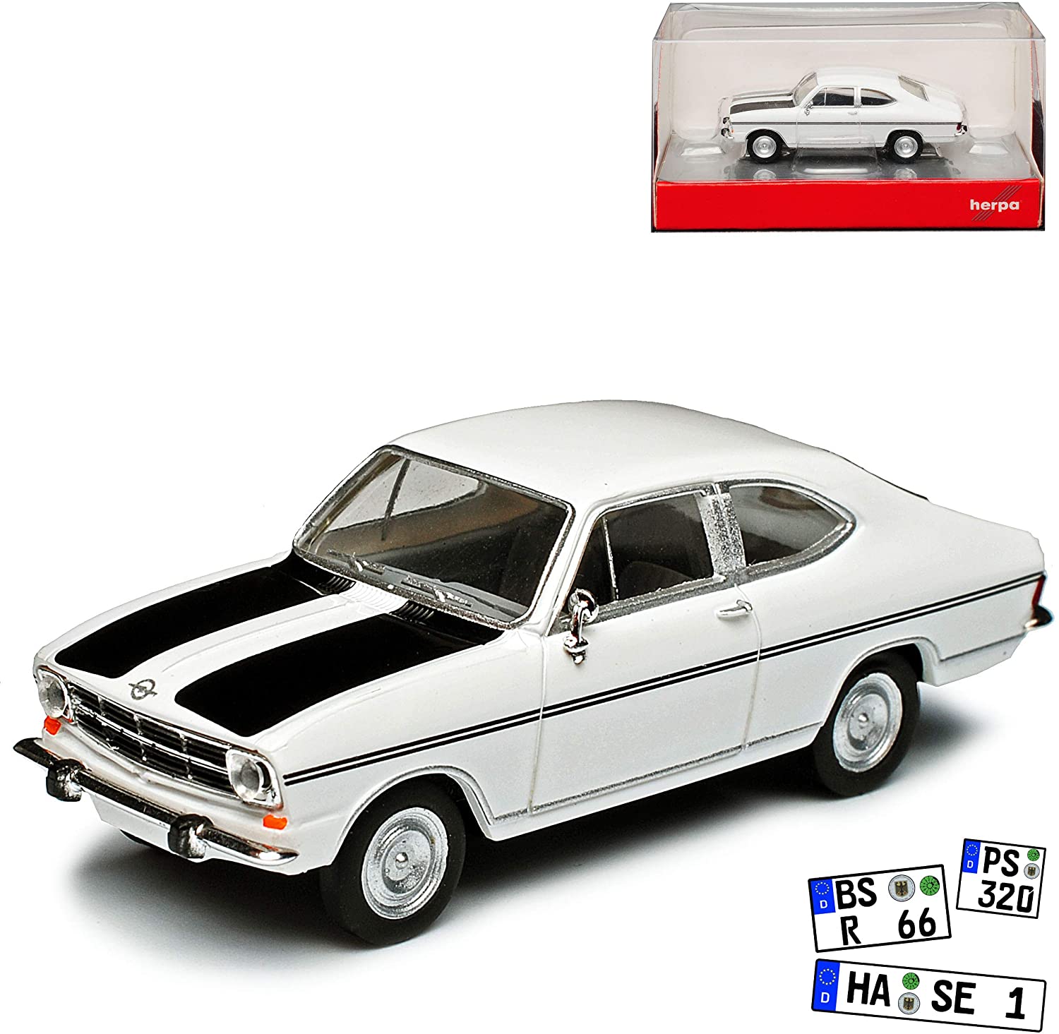 Opel Kadett B Coupe Rally 3 Door White With Black 1965-1973 H0 1/87 Herpa M
