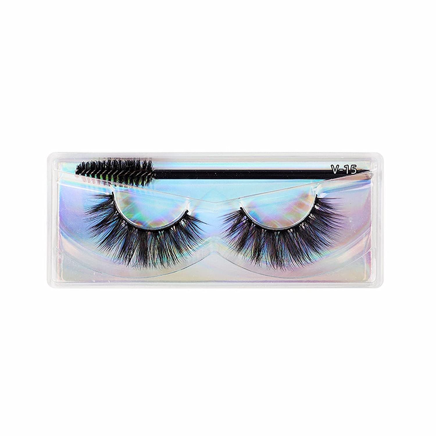 Generic 3D Thick False Eyelashes 1 Pair of Cotton Threads of V-Eyeliner Black, 