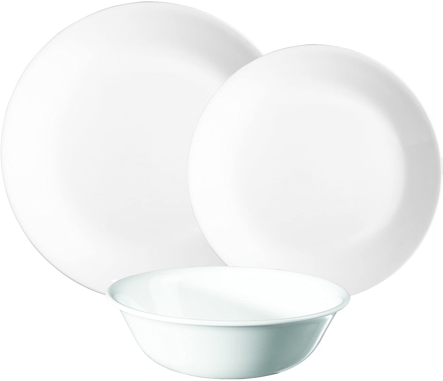 Corelle Vitrelle Glass 12-Piece Winter Frost Chip and Break Resistant Dinner Set, White