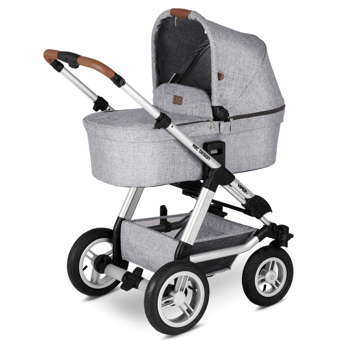 ABC Design Viper 4 Pushchair for Newborns & Babies up to 22 kg – Off-Road – Wheel Suspension & Pneumatic Wheels – Height Adjustable Pusher – Colour: Graphite Grey