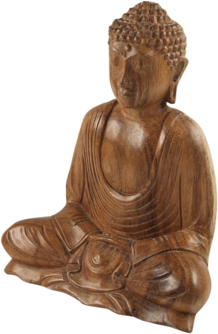 Guru-Shop Dhyana Mudra Wooden Buddha Statue, Handmade 11 cm, Design 1, Budd