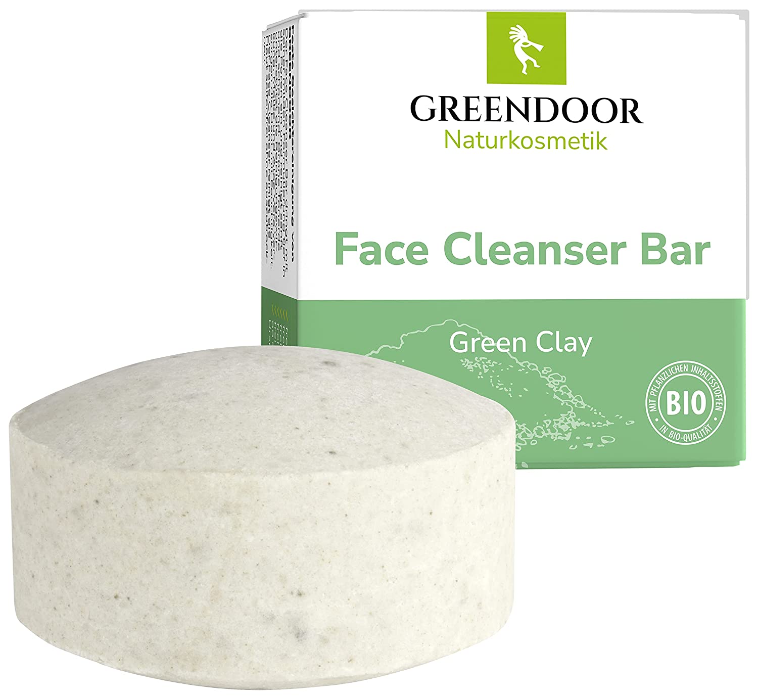 GREENDOOR Firm facial cleansing with clay for soap-free pure skin, 57 g, for dry/normal/sensitive skin, naturally plastic-free, with skin-nourishing aloe vera and organic sesame oil, unisex