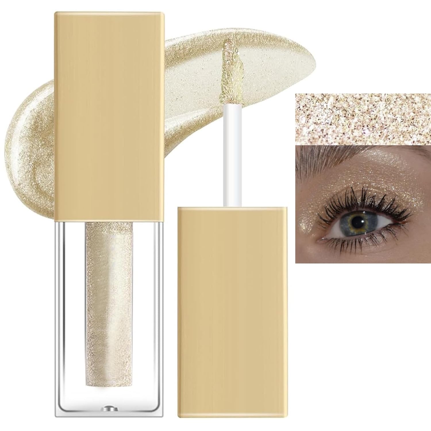 Housn Metallic Glitter Liquid Eye Shadow, Durable Shiny Glitter Waterproof Shimmer and Shine Liquid Eye Shadow, Starry Sequins, Long-Lasting and Pigmented (#02)