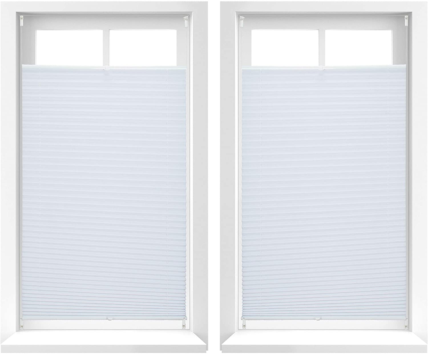 2X Pleated Blind Folding Opaque, Blind White Klemmfix Without Drilling, For