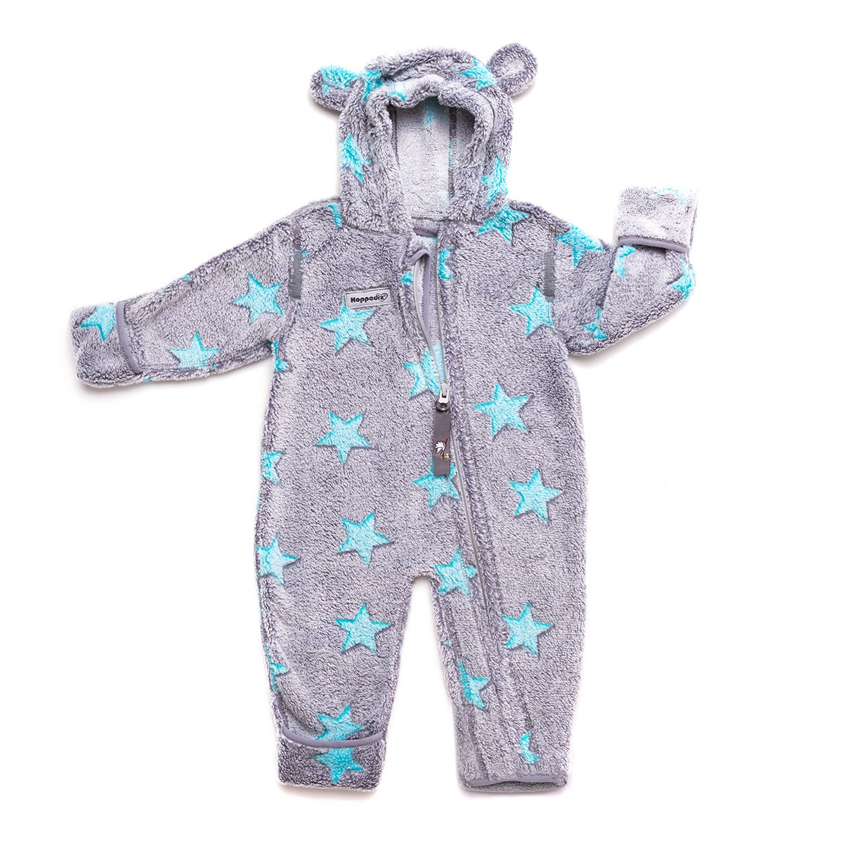 Hoppediz Fleece Jumpsuit For Baby And Toddler  56-62 Grey-Turquoise
