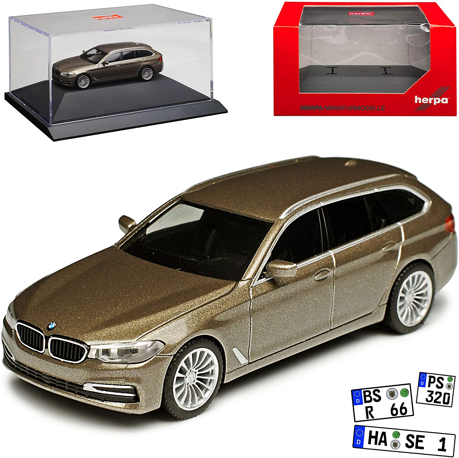 Herpa B-M-W 5 Series G31 Touring Estate Atlas Cedar Grey Metallic From 2017