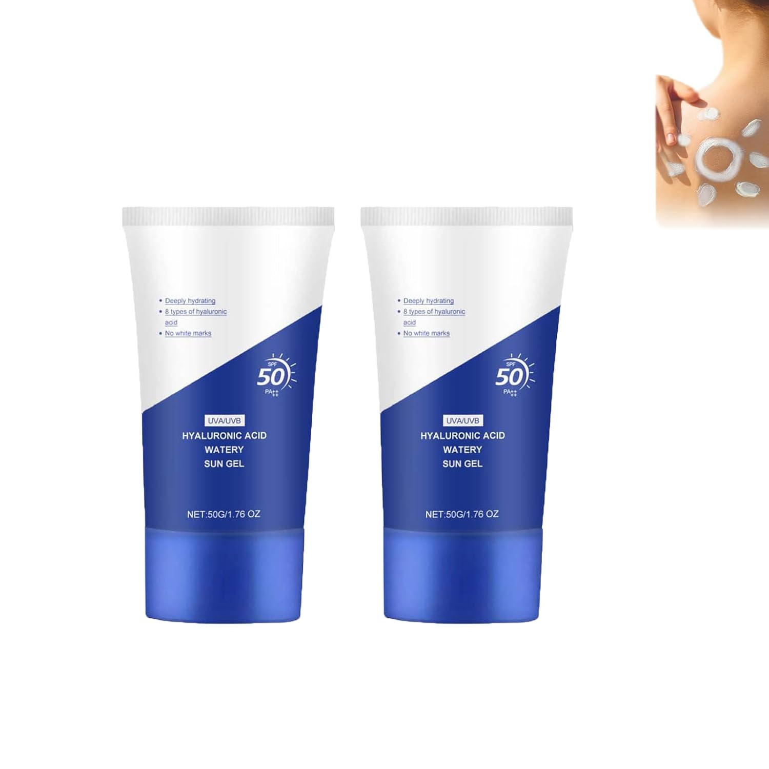 Hyaluronic Acid Watery Sun Gel, Beauty Of Sunscreen Hyaluronic Acid Watery Sun Gel, Sun Protection SPF 50 PA++++, Long-Lasting, Sweat-Resistant Easy to Wear, For All Skin Types (2PC)